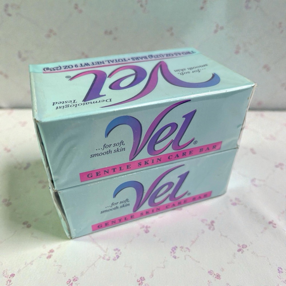 Vel Soap Bars 2 Pack 4.5 oz Each Dermatologist Tested Sealed Vintage NOS
